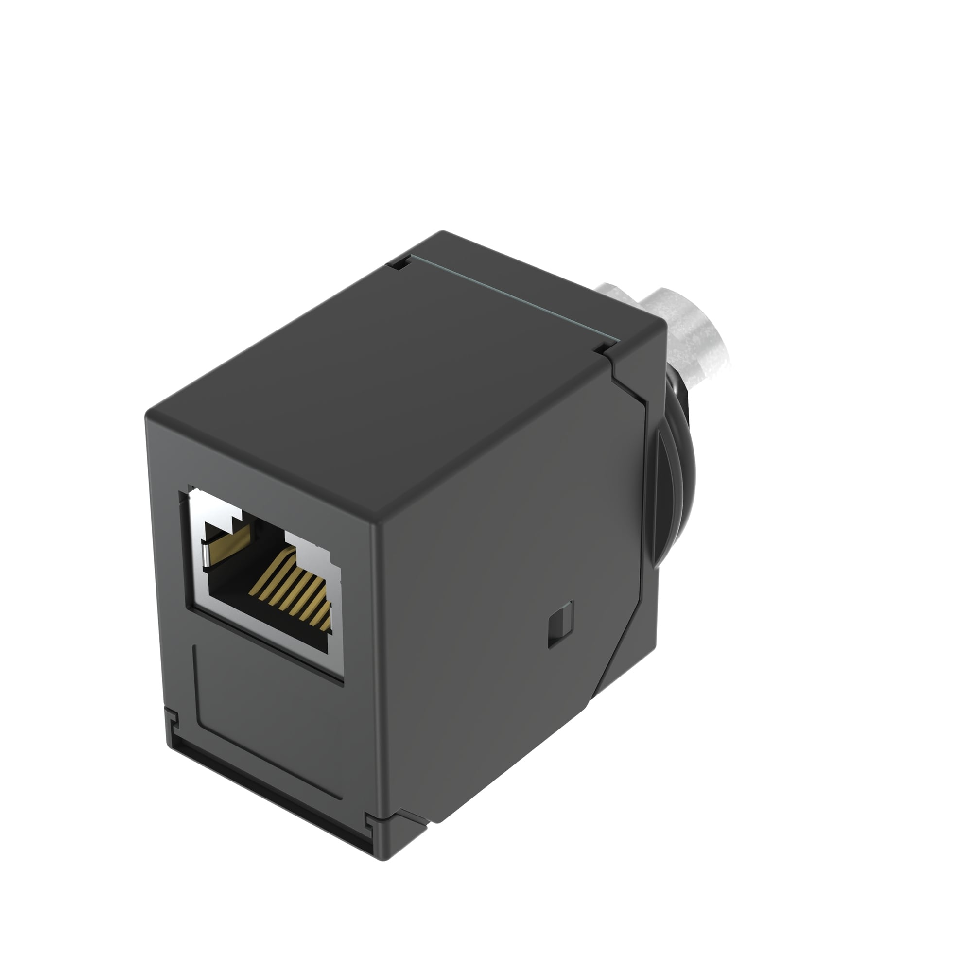 ICAM12XRJS IndustrialNet Cat 6A M12 X-Code Female to RJ45 Straight Industrial Adapter, 2.09 in L x 1.26 in W x 1.07 in H, -13 to 176 deg F