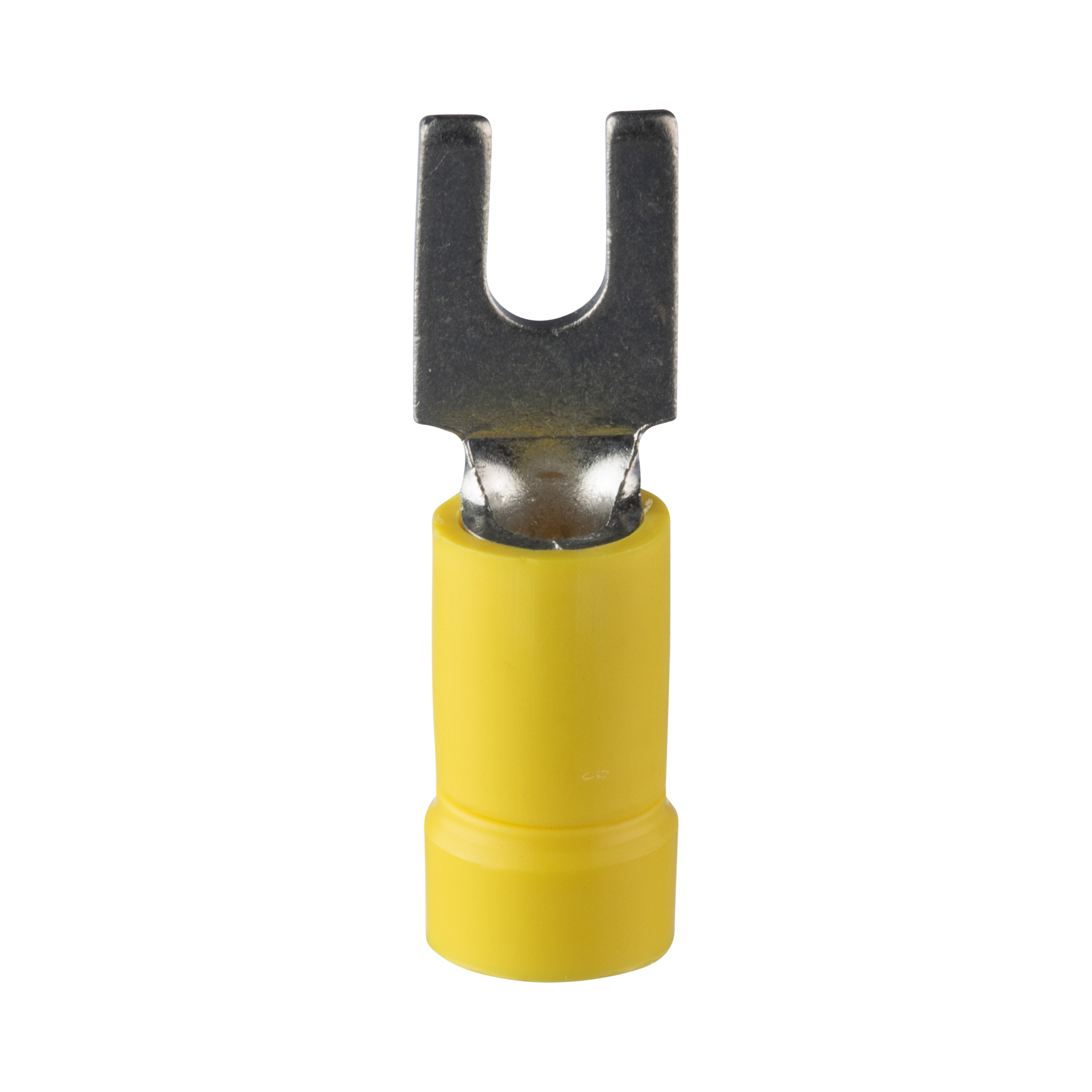 EV10-6FB-Q Type EV-FB Loose Piece Fork Terminal, 10 AWG Conductor, 1.01 in L, Butted Seam/Funnel Entry/Standard Barrel, Copper, Yellow