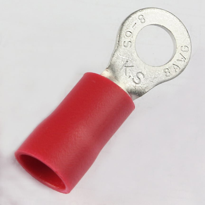 EV8-14R-Q StrongHold Type EV-R Ring Terminal, 8 AWG Conductor, 1.26 in L, Brazed Seam Barrel, Copper, Red