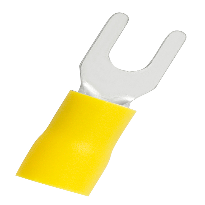 EV10-8FNB-Q StrongHold Type EV-FNB Fork Terminal, 10 AWG Conductor, 1 in L, Butted Seam/Standard Barrel, Copper, Yellow