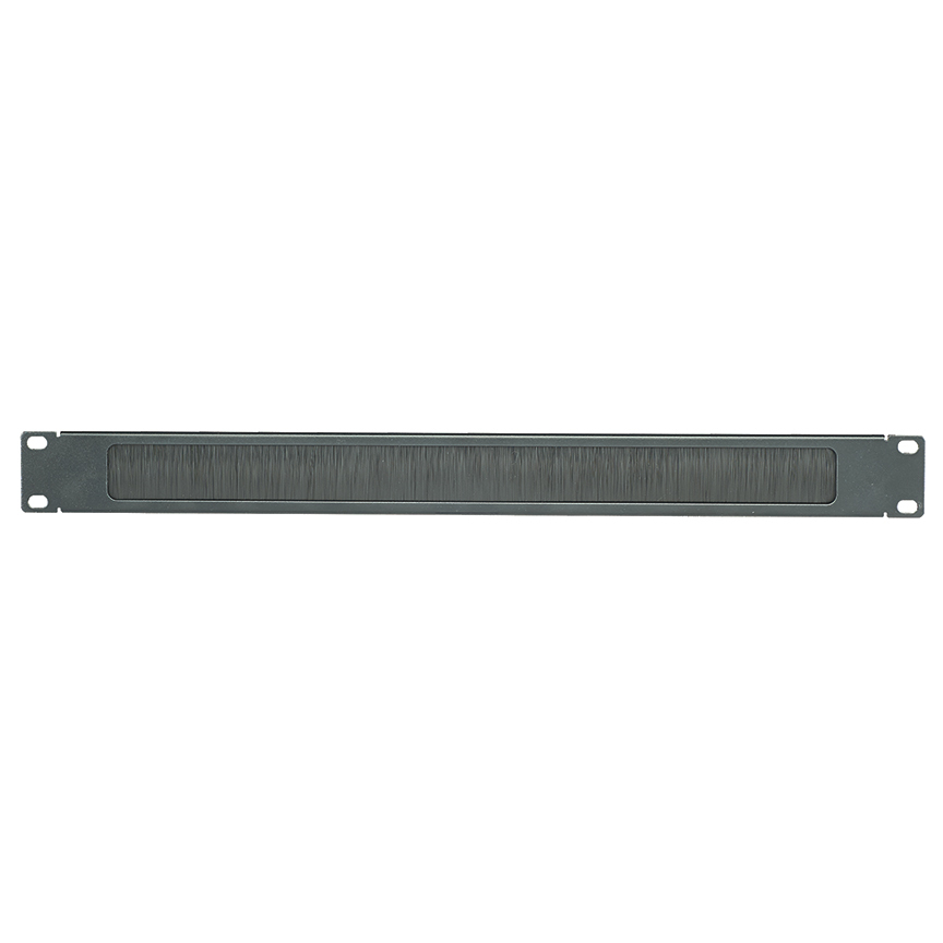 BR1B 1U Brush Seal Blanking Panel Kit With Front to Back Cable Pass-Through, 30 in H x 19 in W x 0.4 in D, Steel, Black