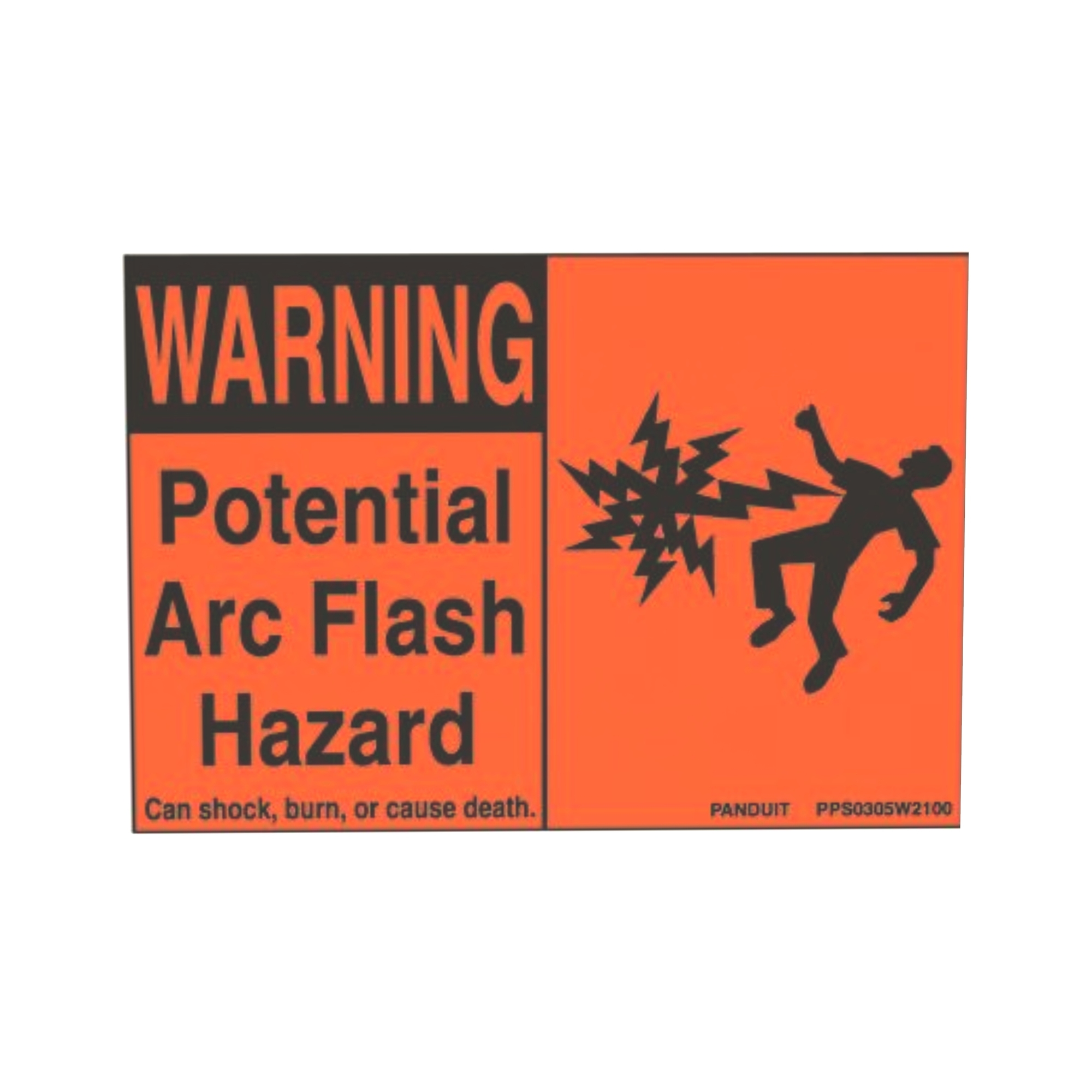 PPS0204W2100A High Quality Pre-Printed Safety Sign, WARNING, 2 in H x 4 in W, Black/Orange, Adhesive Polyester, Adhesive Mount