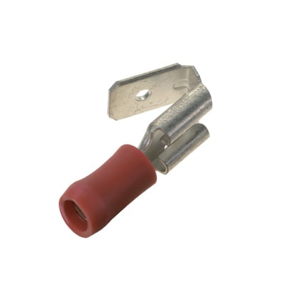 DV18-250P-LYY Piggyback Loose Piece Disconnect, 22 to 18 AWG Conductor, 0.25 x 0.032 in Tab, Brass, Red