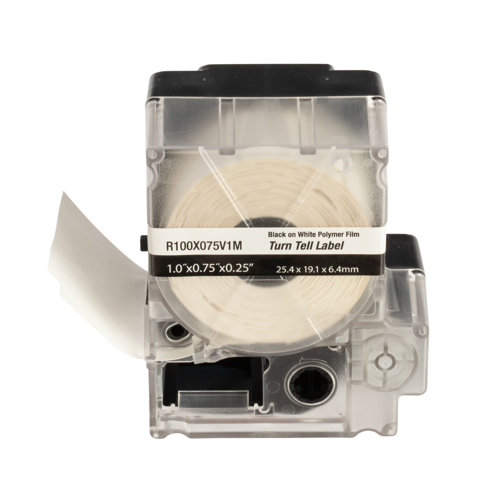 PXE R100X075V1M MP Printer Turn-Tell Label, Vinyl, White, 0.75"x1", 0.25"POH