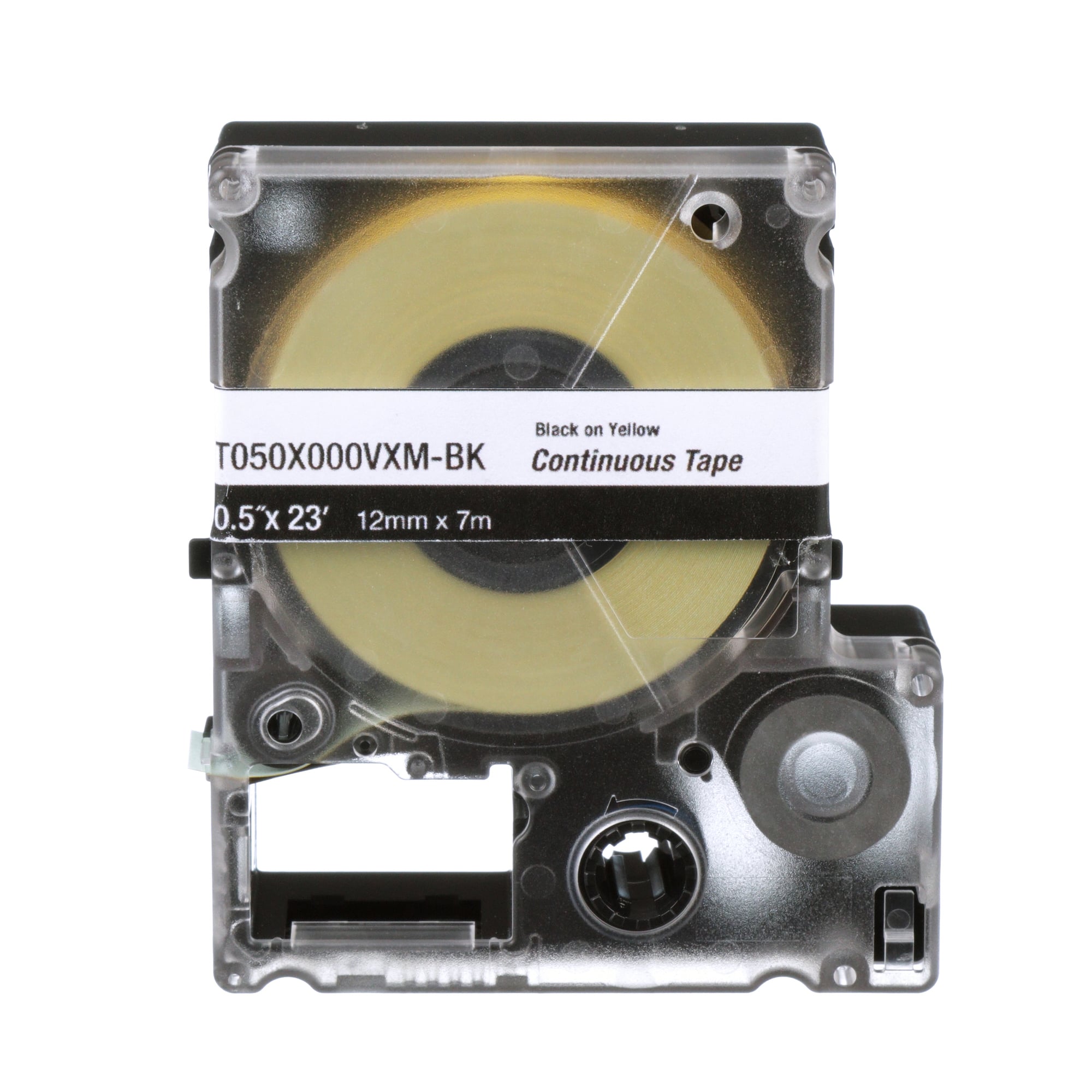 T150X000VXM-BK Continuous Tape Cassette, 2.95 in L x 2.53 in W, For Use With MP100 and MP300 Mobile Printers, Vinyl, Black on Yellow