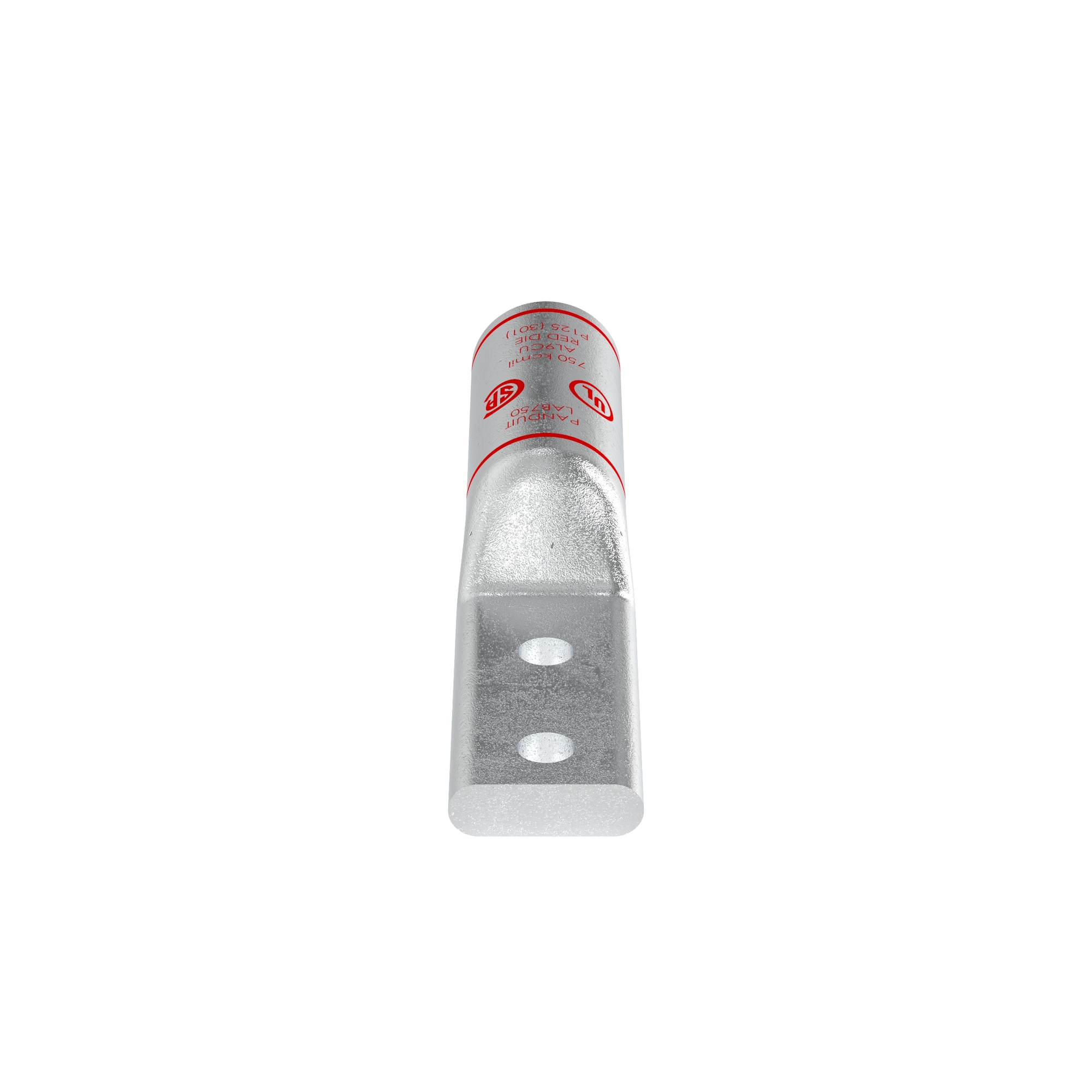 LAB750-12-20R Pan-Lug 2-Hole Compression Connector Lug, 750 kcmil, Die Code: P125, 1/2 in Stud, Aluminum