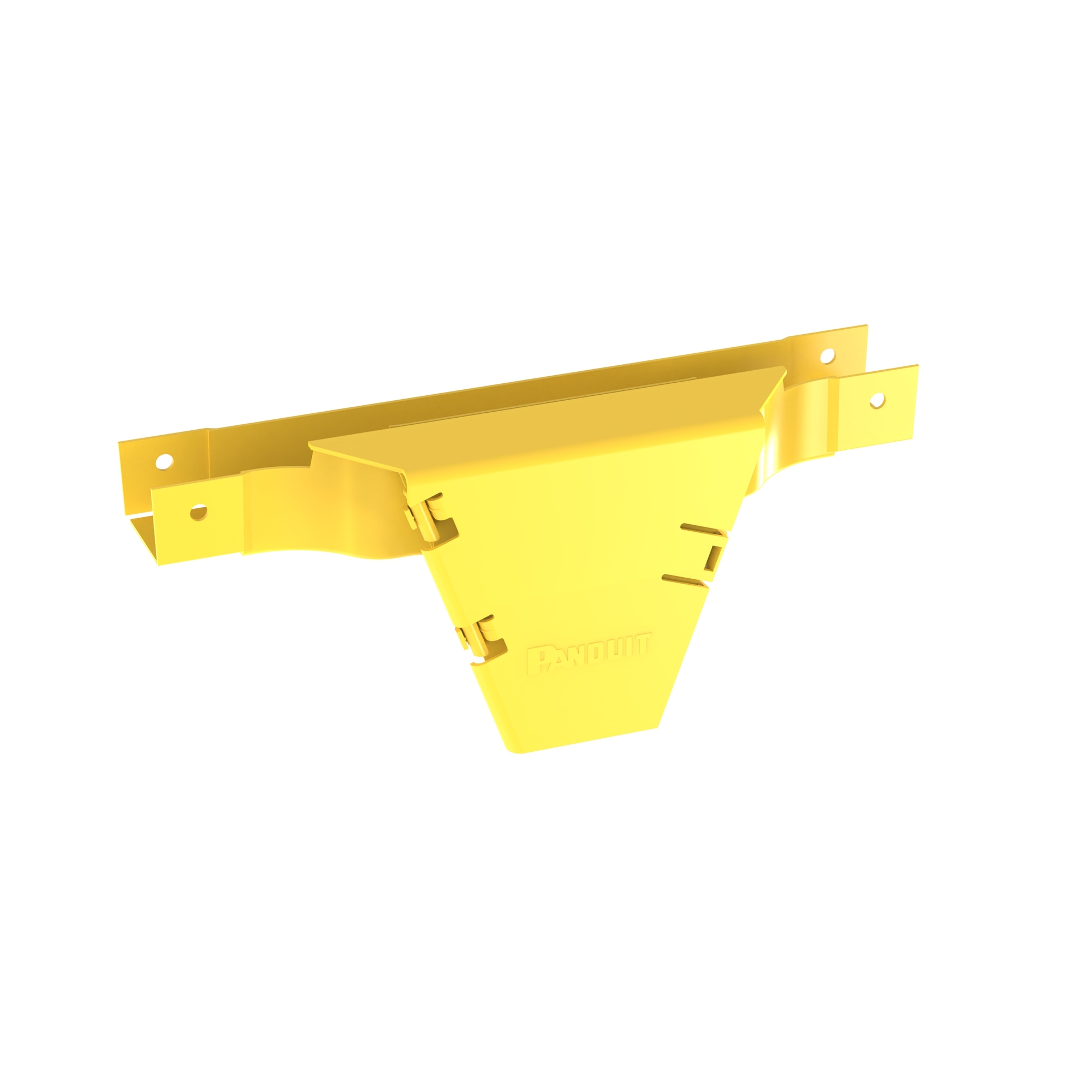 FVTHD2X2LYL Vertical Tee Fitting, 90 deg Bend, For Use With FiberRunner 2 x 2 Routing System, QuikLock Coupler or Channels, Snap Rivets or Bolts with Channels and 1-Port Spill-Out, PC/ABS, Yellow