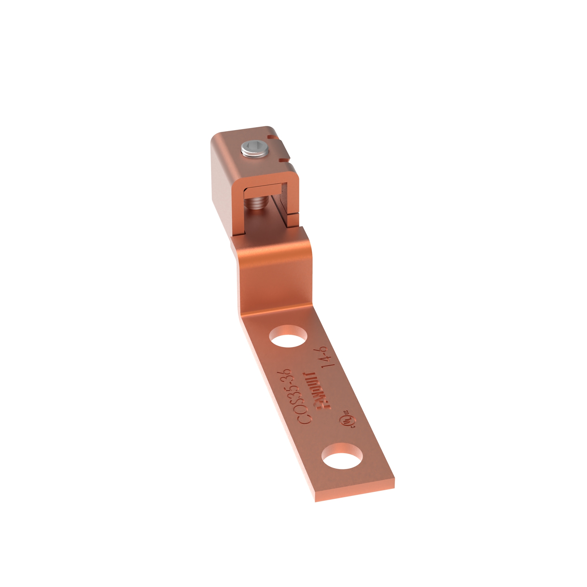 Copper Mechanical,2 Hole,Offset, #14-#6, 3/16 Stud