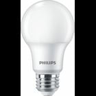 Attractive, dimmable LED alternative to popular incandescents. Long life properties-- lowers maintenance costs by reducing re-lamp frequency;Will not fade colors, avoids inventory spoilage;Contains no mercury;Emits virtually no UV/IR light in the beam;3-year or 5-year limited warranty depending upon operating hours;80% more Energy Efficient when compared to traditional incandescent bulbs.;Selection of ENERGY STAR qualified models Philips A-Shape Dimmable LED Lamps are the smart LED Alternative to standard incandescent. The unique lamp design provides omni-directional light with excellent dimming performance. Smooth dimming to 10% of full light levels*;Remote phosphor (yellow) disappears when energized to create even, soft white light;25,000-hour rated average life<sup>+</sup>;Instant-on light;<sup>+</sup>Rated average life based on engineering testing and probability analysis.;Selection of durable plastic housings or classic glass housings;<sup>* </sup>Dimmable when using leading edge dimmers (see Philips Website: www.philips.com/ledtechguide for compatible leading edge dimmers). Ideal for decorative and ambient lighting in retail outlets, hotels, restaurants, multi-unit residences and government buildings.