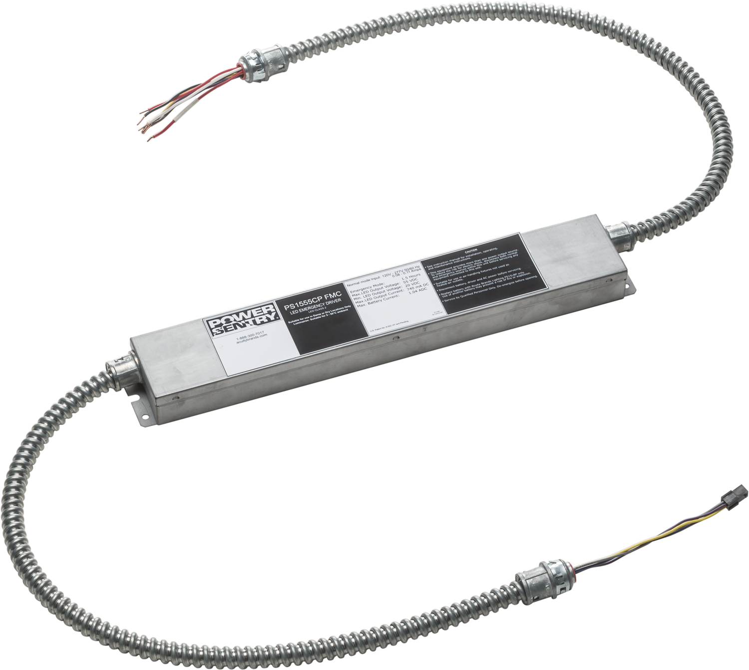 PS1555CP FMC M9 PS1055CP Constant Power Standard Profile Emergency Driver With Flexible Metal Conduit, Lithium-Iron Phosphate, 120 to 277 V AC Nominal, 15 W Nominal