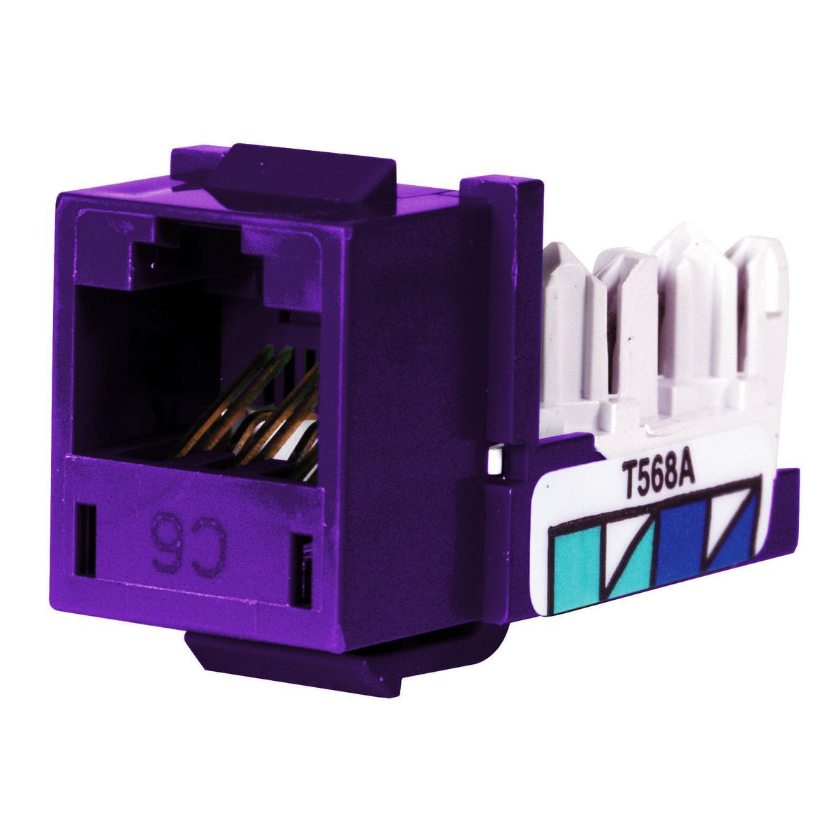 HXJ6P24 8-Position Standard Universal Xcelerator A/B Modular Jack, Cat 6 Module, Thermoplastic, Purple