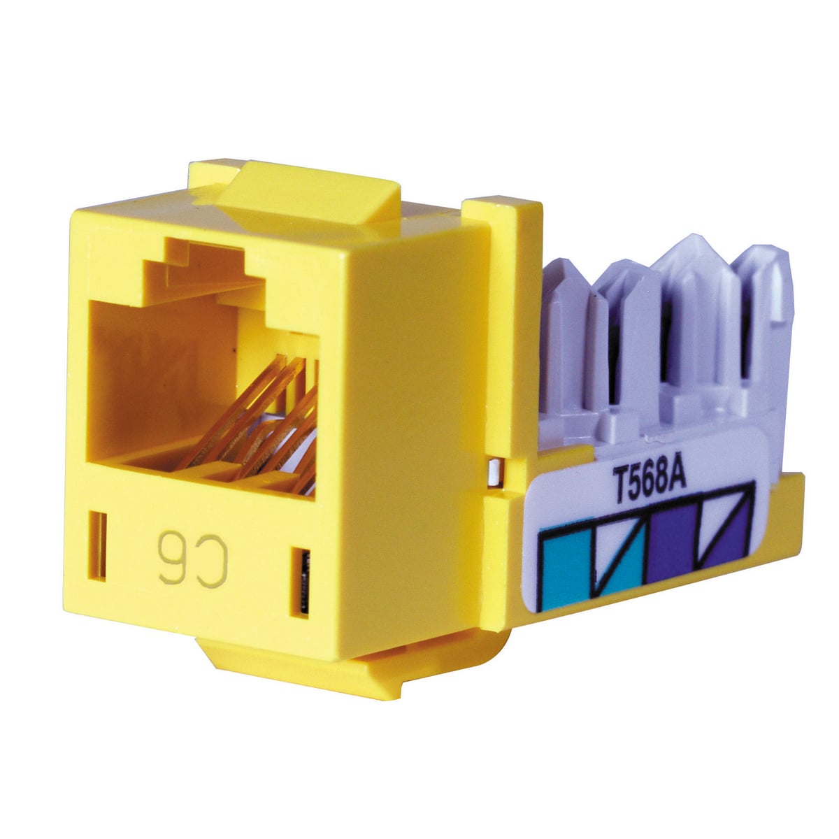 HXJ6Y24 8-Position Standard Universal Xcelerator A/B Modular Jack, Cat 6 Module, Thermoplastic, Yellow