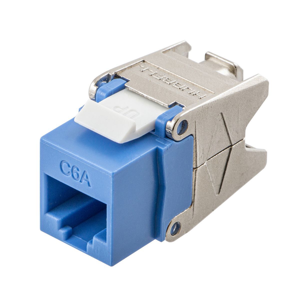 HJU6AB24 Ascent Modular Plenum Rated Uni UTP Jack With COBRA-LOCK Termination, Cat 6a RJ45 Module, Snap-Fit Mount, Die Cast Zinc/Thermoplastic, Blue