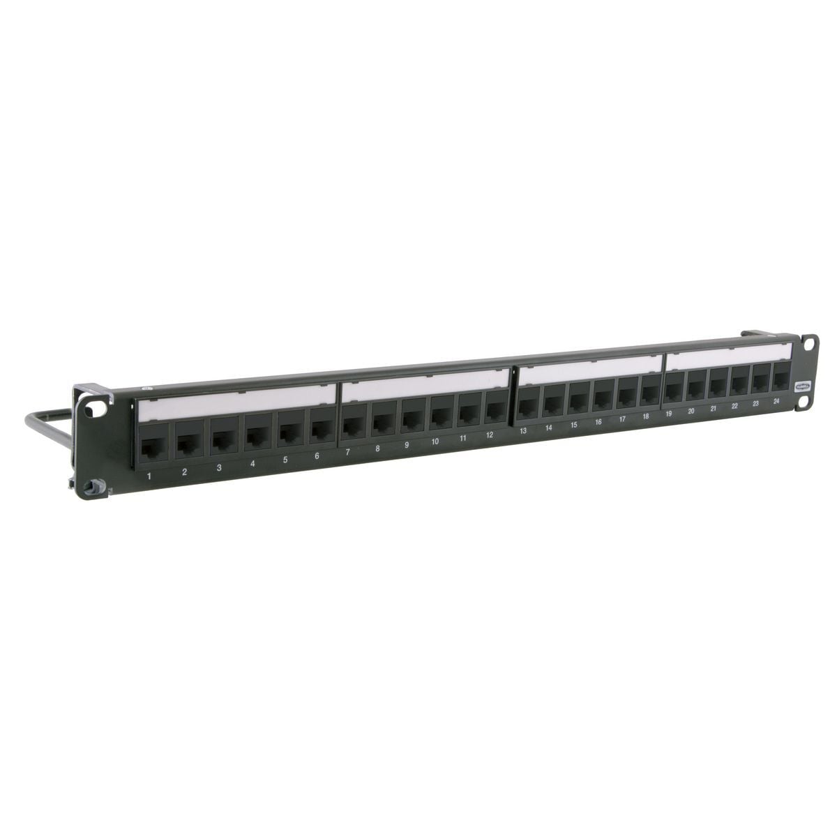 HPJ6A24 1-Rack Unit Ascent Flat Straight Unloaded Patch Panel Kit, 24 Ports, Cat 6a UTP, 24 to 22 AWG Terminal, Steel