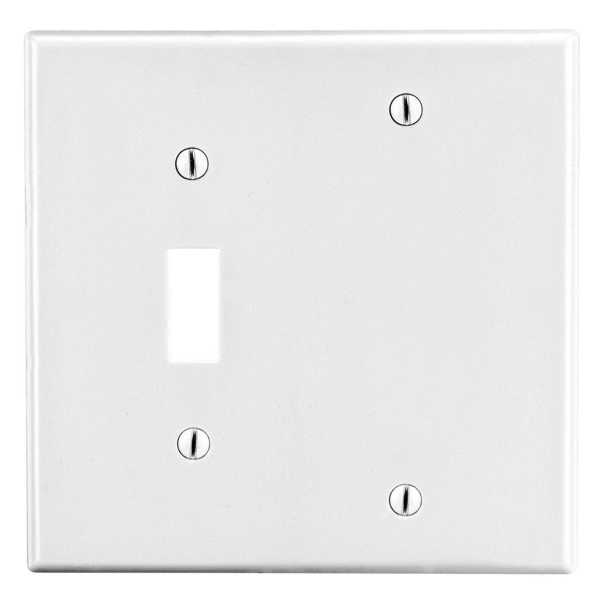 P113W Non-Metallic Standard Combination Wall Plate, 2 Gangs, 4.69 in W x 4.63 in H, Polycarbonate/Thermoplastic, White