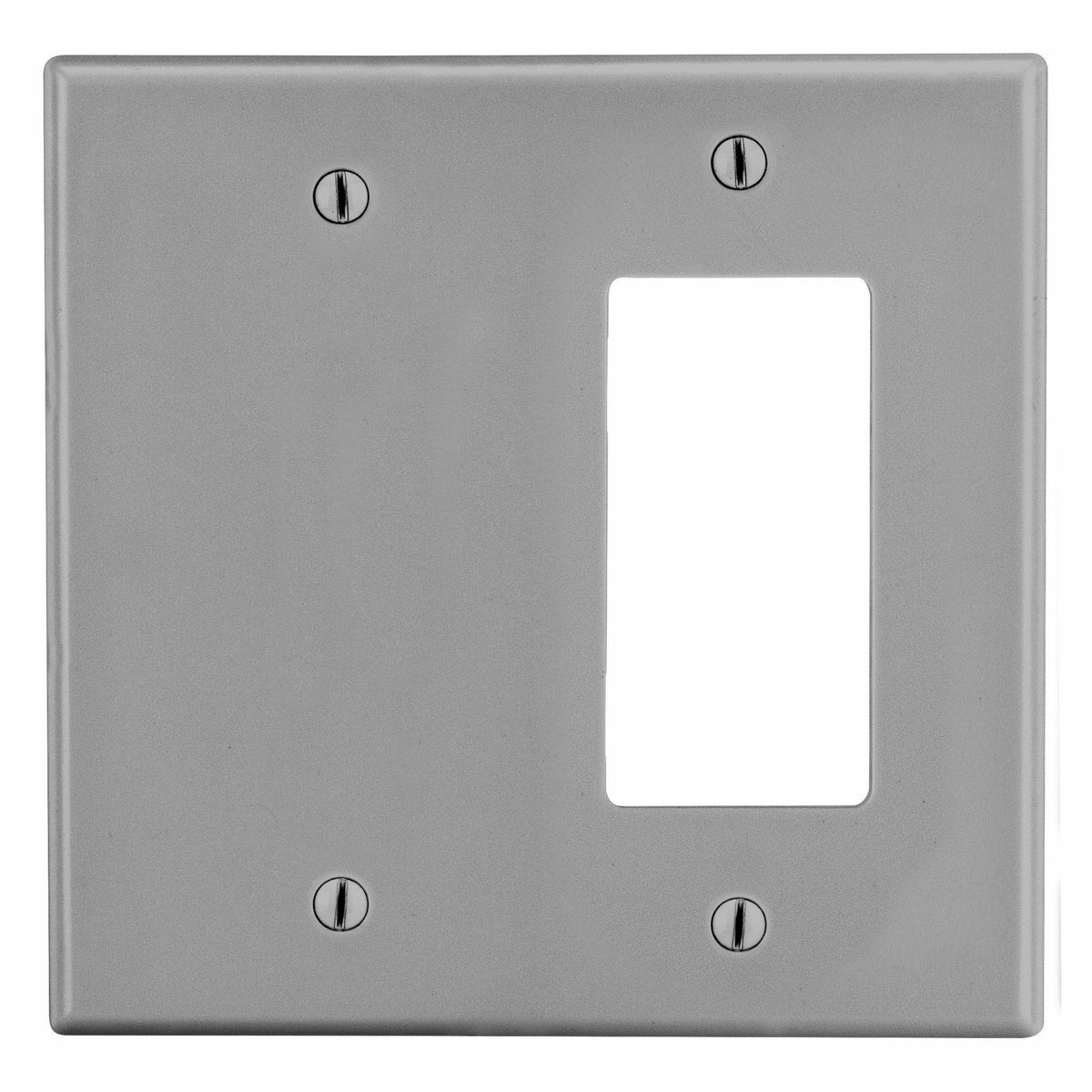P1326GY Non-Metallic Standard Wall Plate, 2 Gangs, 4.69 in W x 4.63 in H, Polycarbonate Thermoplastic, Gray