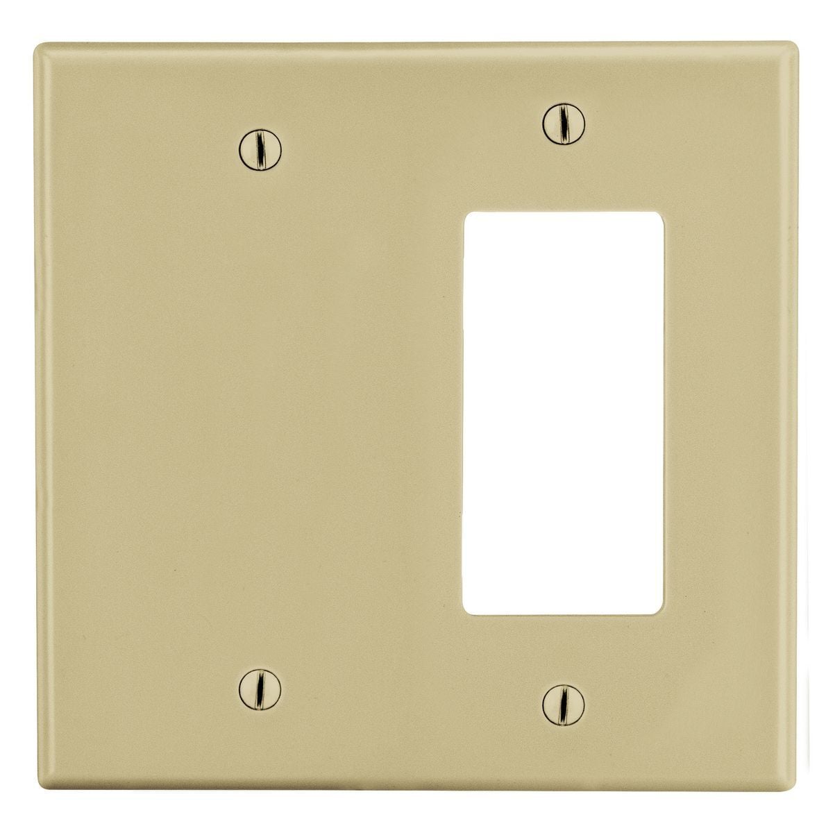 P1326I Non-Metallic Standard Wall Plate, 2 Gangs, 4.69 in W x 4.63 in H, Polycarbonate Thermoplastic, Ivory
