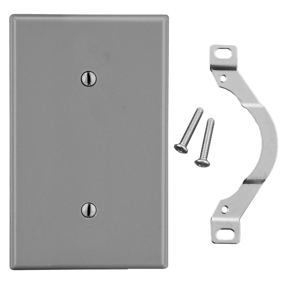P14GY Non-Metallic Standard Blank Wall Plate with Pre-Inserted Captive Screw, 1 Gangs, 2.88 in W x 4.63 in H, Polycarbonate Thermoplastic, Gray