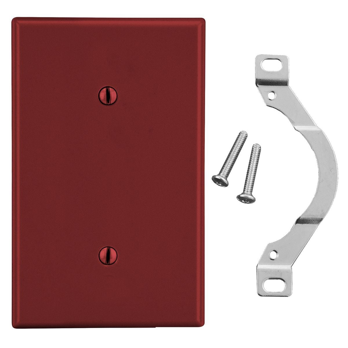 P14R Non-Metallic Standard Blank Wall Plate with Pre-Inserted Captive Screw, 1 Gangs, 2.88 in W x 4.63 in H, Polycarbonate Thermoplastic, Red