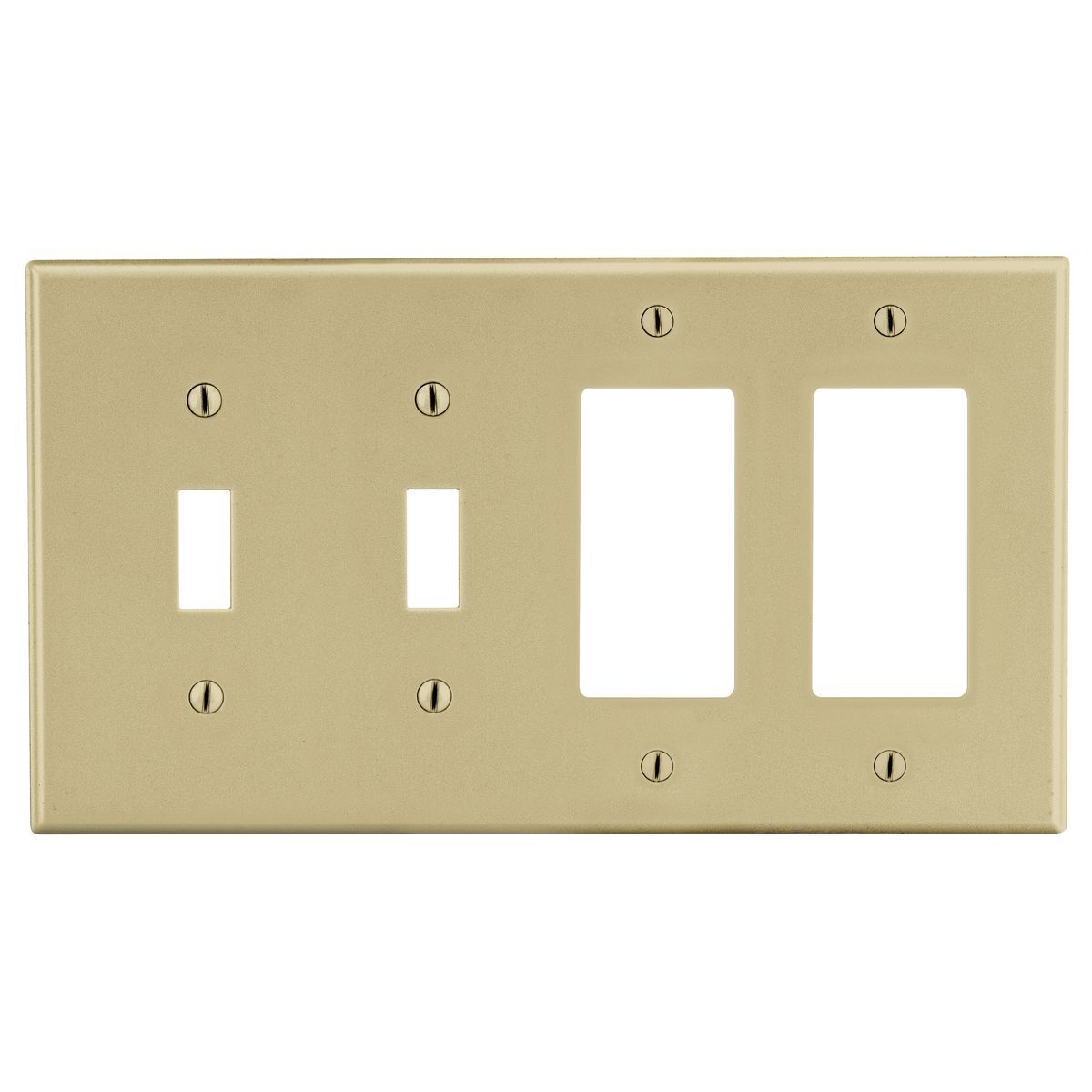 P2262I Non-Metallic Standard Wall Plate, 4 Gangs, 8.31 in W x 4.63 in H, Polycarbonate Thermoplastic, Ivory