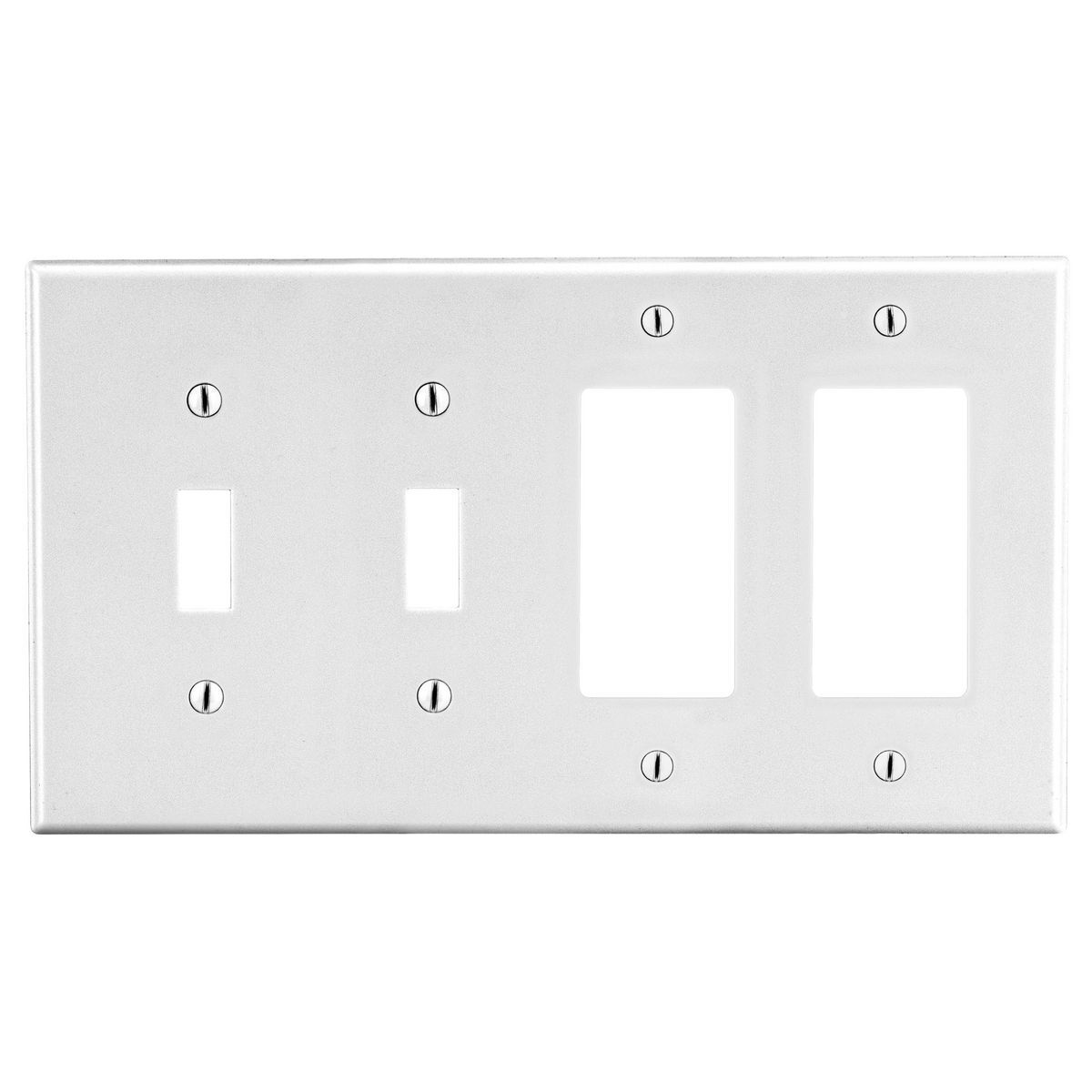 P2262W Non-Metallic Standard Wall Plate, 4 Gangs, 8.31 in W x 4.63 in H, Polycarbonate Thermoplastic, White