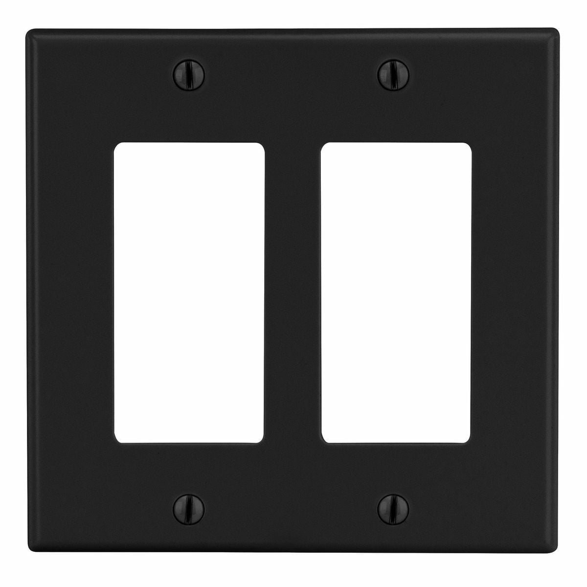 P262BK Standard Wall Plate, 2 Gangs, 4.69 in W x 4.63 in H, Polycarbonate Thermoplastic, Black