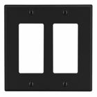Hubbell Wiring Device Kellems, Wallplates and Box Covers, Wallplate,Non-Metallic, 2-Gang, 2) Decorator, Black