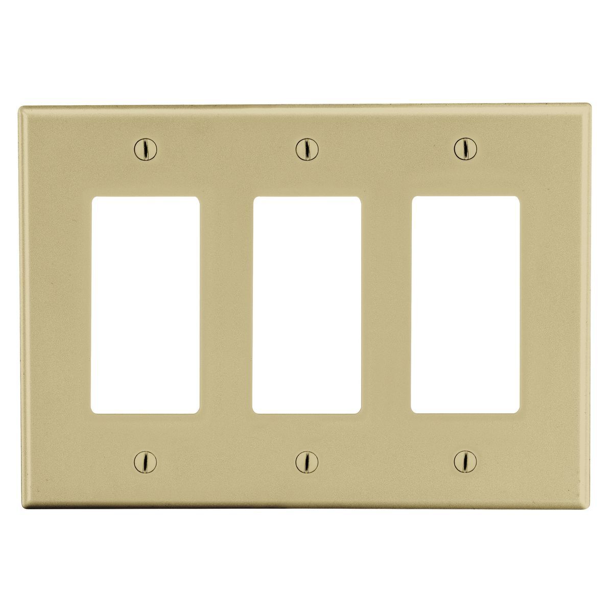 P263I Standard Wall Plate, 3 Gangs, 6.5 in W x 4.63 in H, Polycarbonate Thermoplastic, Ivory
