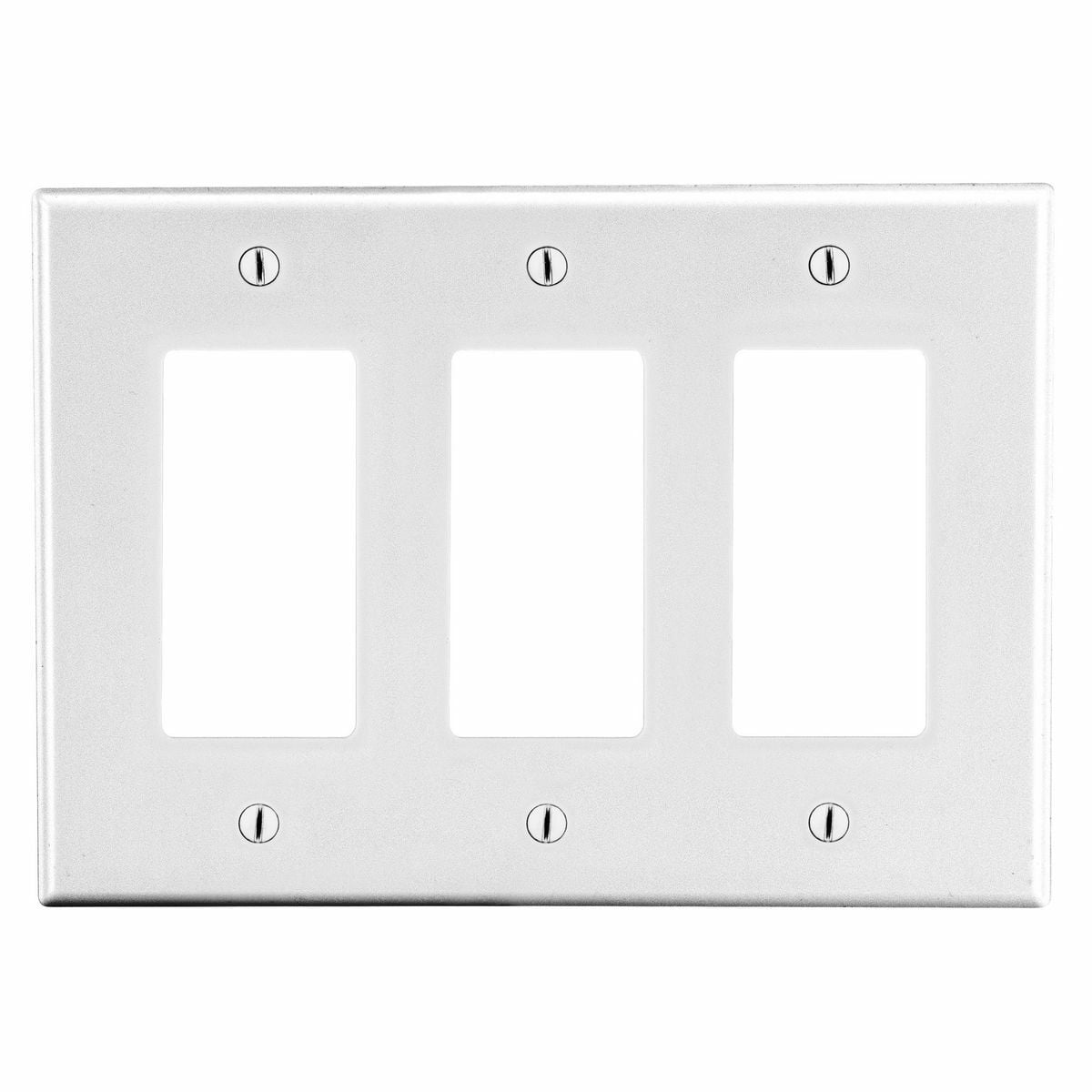 P263W Standard Wall Plate, 3 Gangs, 6.5 in W x 4.63 in H, Polycarbonate Thermoplastic, White