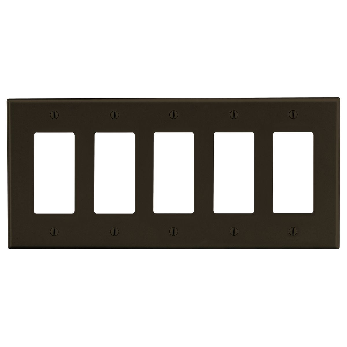 P265 Standard Wall Plate, 5 Gangs, 10.12 in W x 4.63 in H, Polycarbonate Thermoplastic, Brown