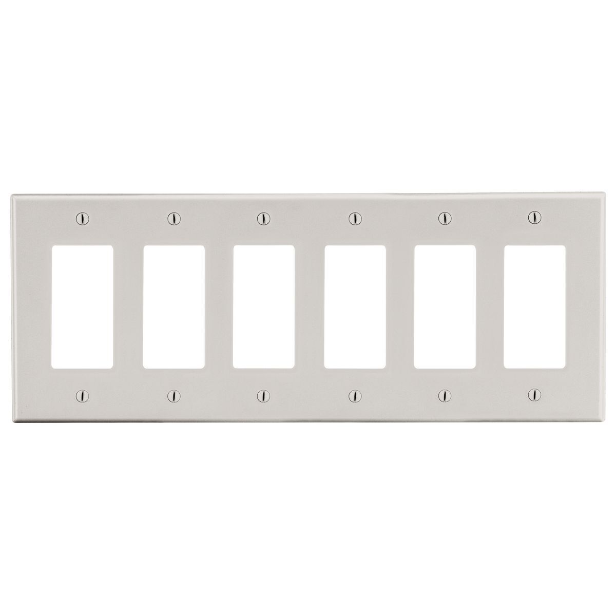 P266LA Standard Wall Plate, 6 Gangs, 11.94 in W x 4.63 in H, Polycarbonate Thermoplastic, Light Almond