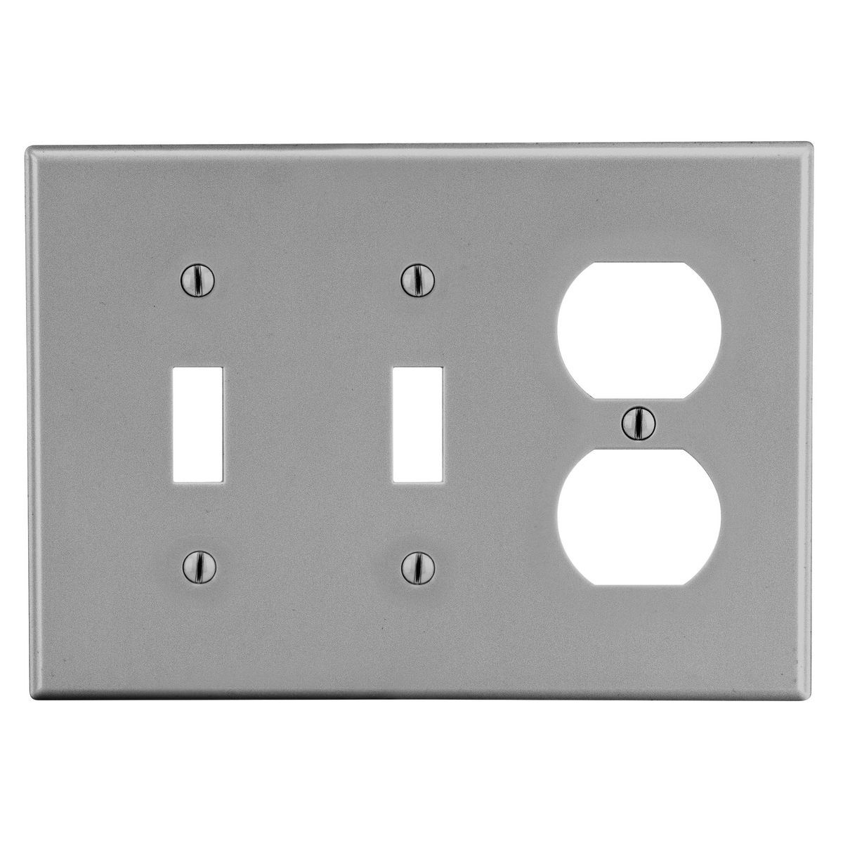 P28GY Non-Metallic Standard Wall Plate, 3 Gangs, 6.5 in W x 4.63 in H, Polycarbonate Thermoplastic, Gray