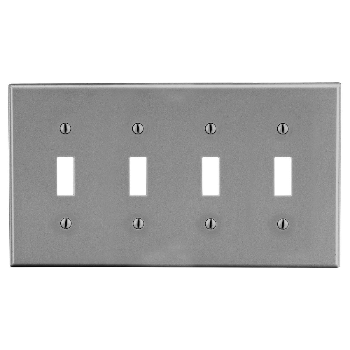 P4GY Non-Metallic Standard Wall Plate, 4 Gangs, 8.31 in W x 4.63 in H, Polycarbonate Thermoplastic, Gray