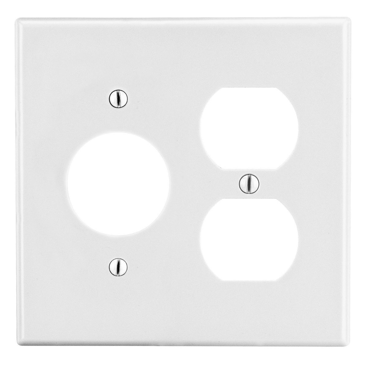 P78W Non-Metallic Standard Wall Plate, 2 Gangs, 4.69 in W x 4.63 in H, Polycarbonate Thermoplastic, White