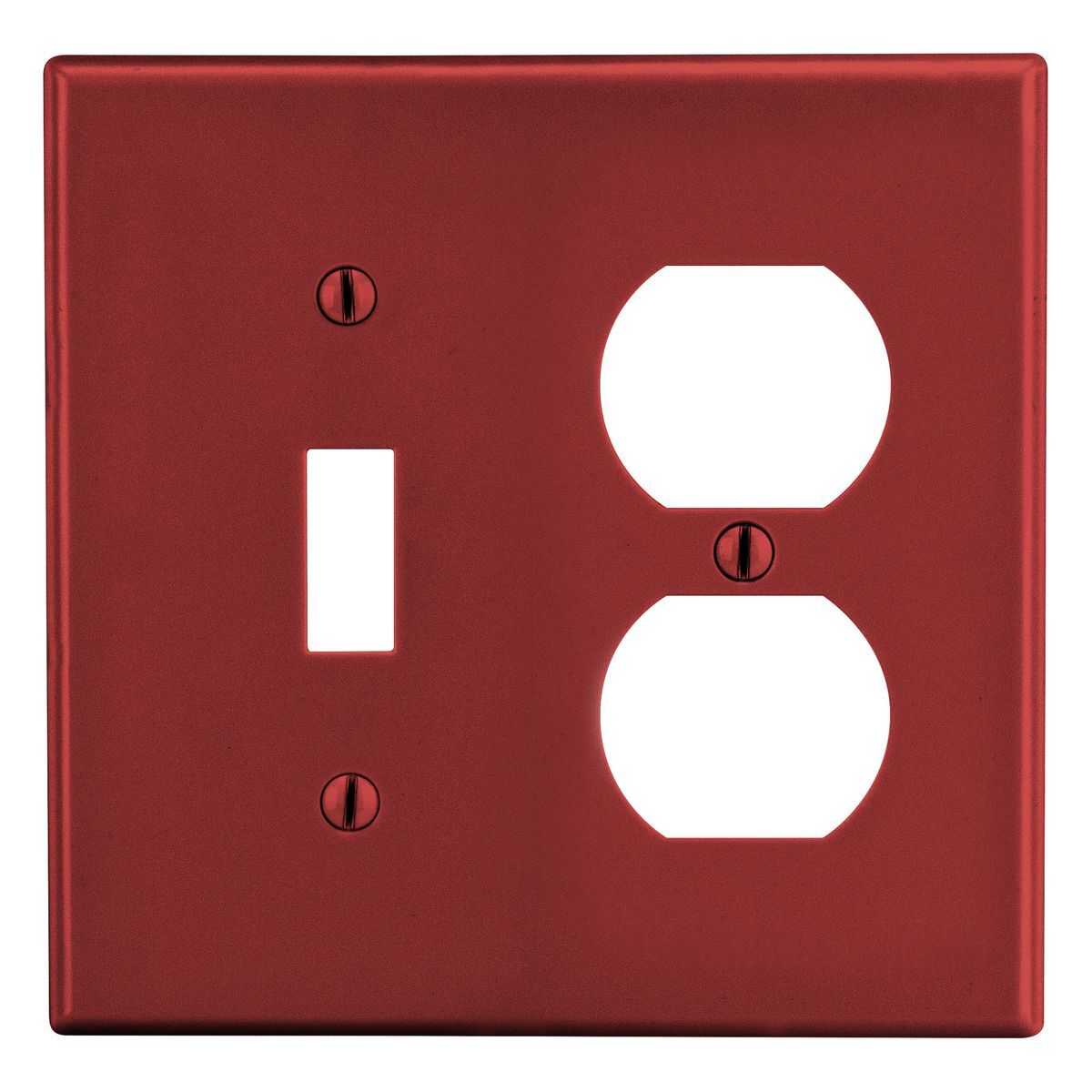 PJ18R Mid-Size Non-Metallic Wall Plate, 2 Gangs, 5 in W x 4.94 in H, Polycarbonate Thermoplastic, Red