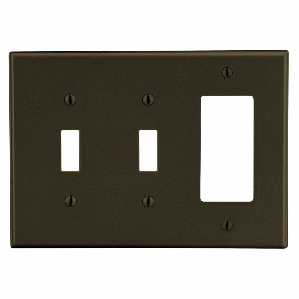PJ226 Mid-Size Non-Metallic Wall Plate, 3 Gangs, 6.75 in W x 4.88 in H, Polycarbonate Thermoplastic, Brown