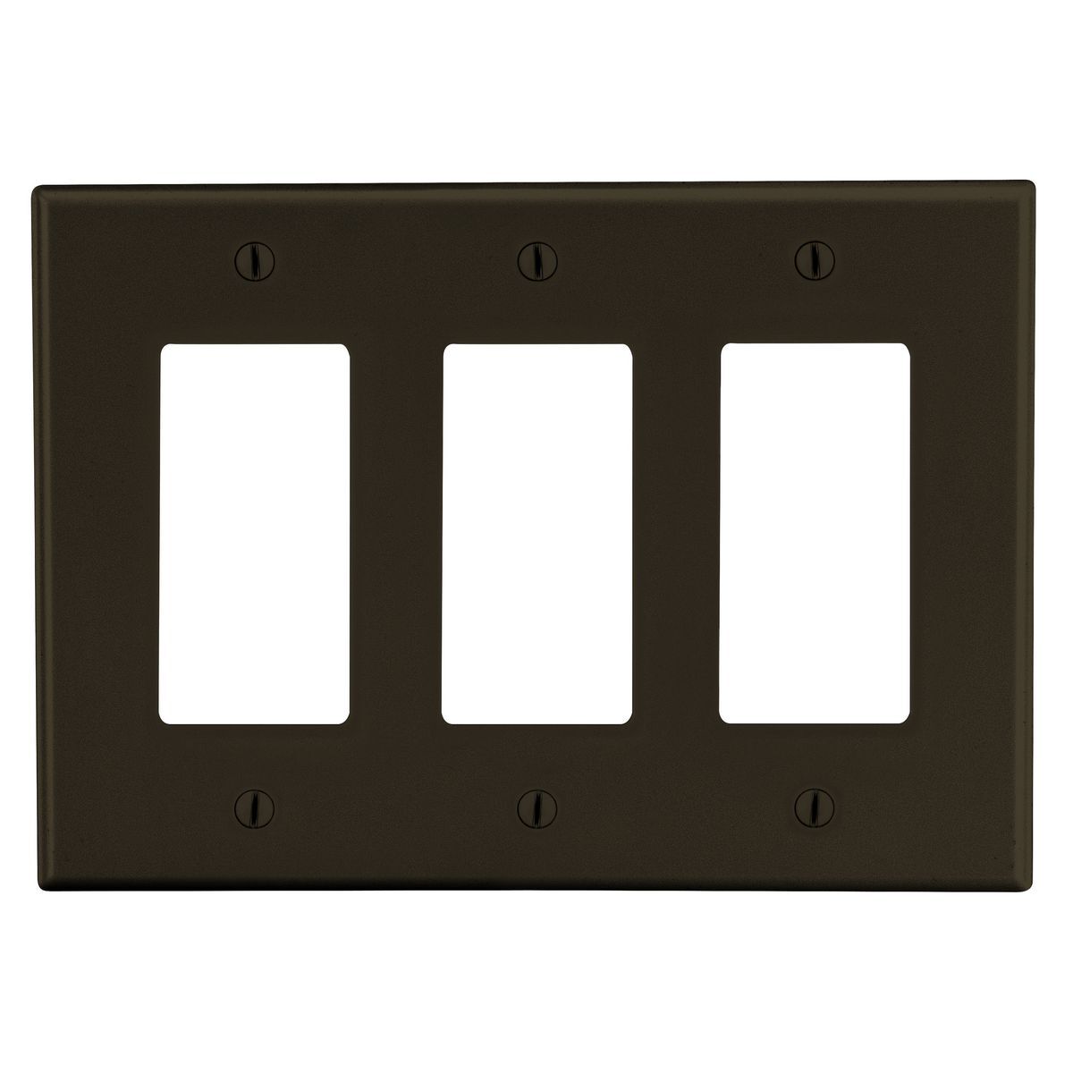 PJ263 Mid-Size Wall Plate, 3 Gangs, 6.75 in W x 4.94 in H, Polycarbonate Thermoplastic, Brown