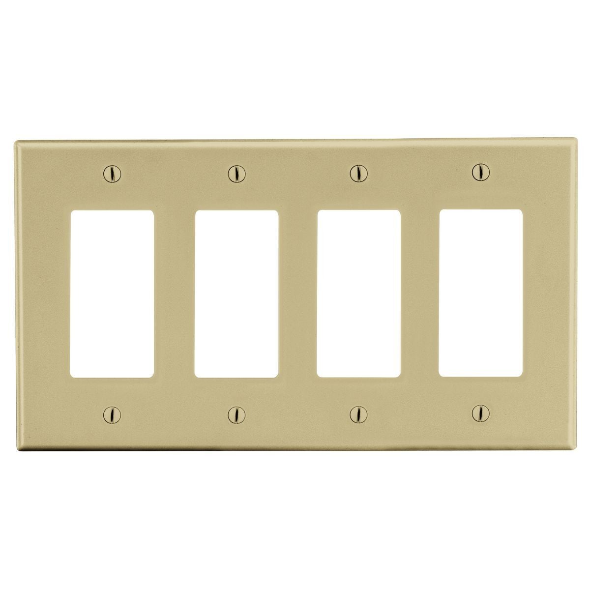 PJ264I Mid-Size Wall Plate, 4 Gangs, 8.56 in W x 4.94 in H, Polycarbonate Thermoplastic, Ivory