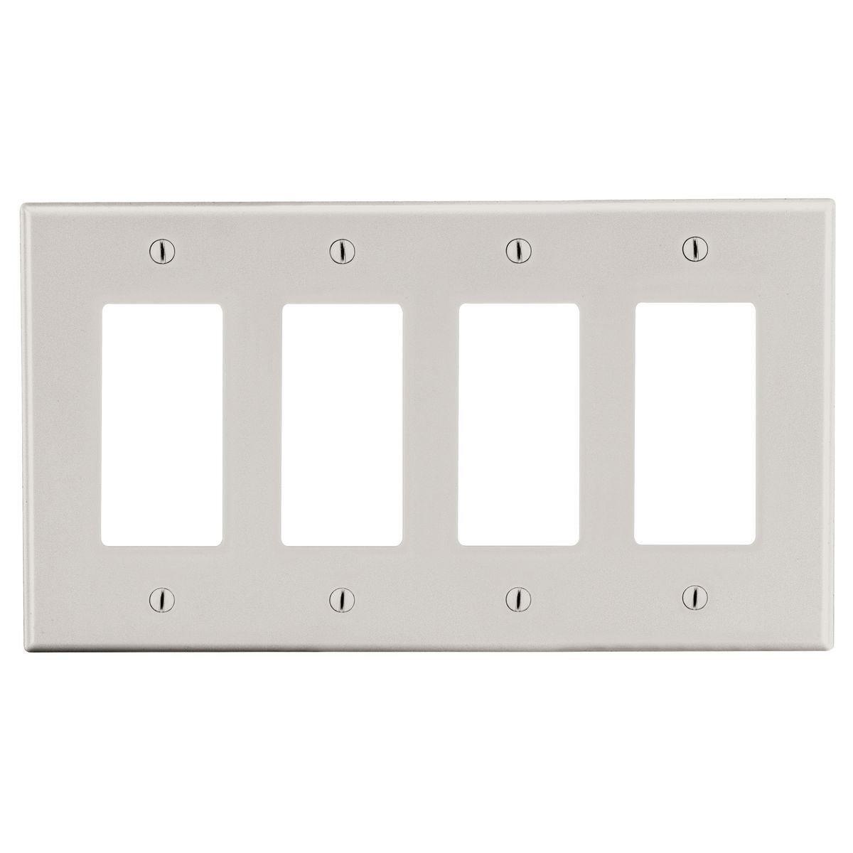 PJ264LA Mid-Size Wall Plate, 4 Gangs, 8.56 in W x 4.94 in H, Polycarbonate Thermoplastic, Light Almond