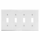 Hubbell Wiring Device Kellems, Wallplates, Non-Metallic, Mid-Sized, 4-Gang, 4) Toggle, White
