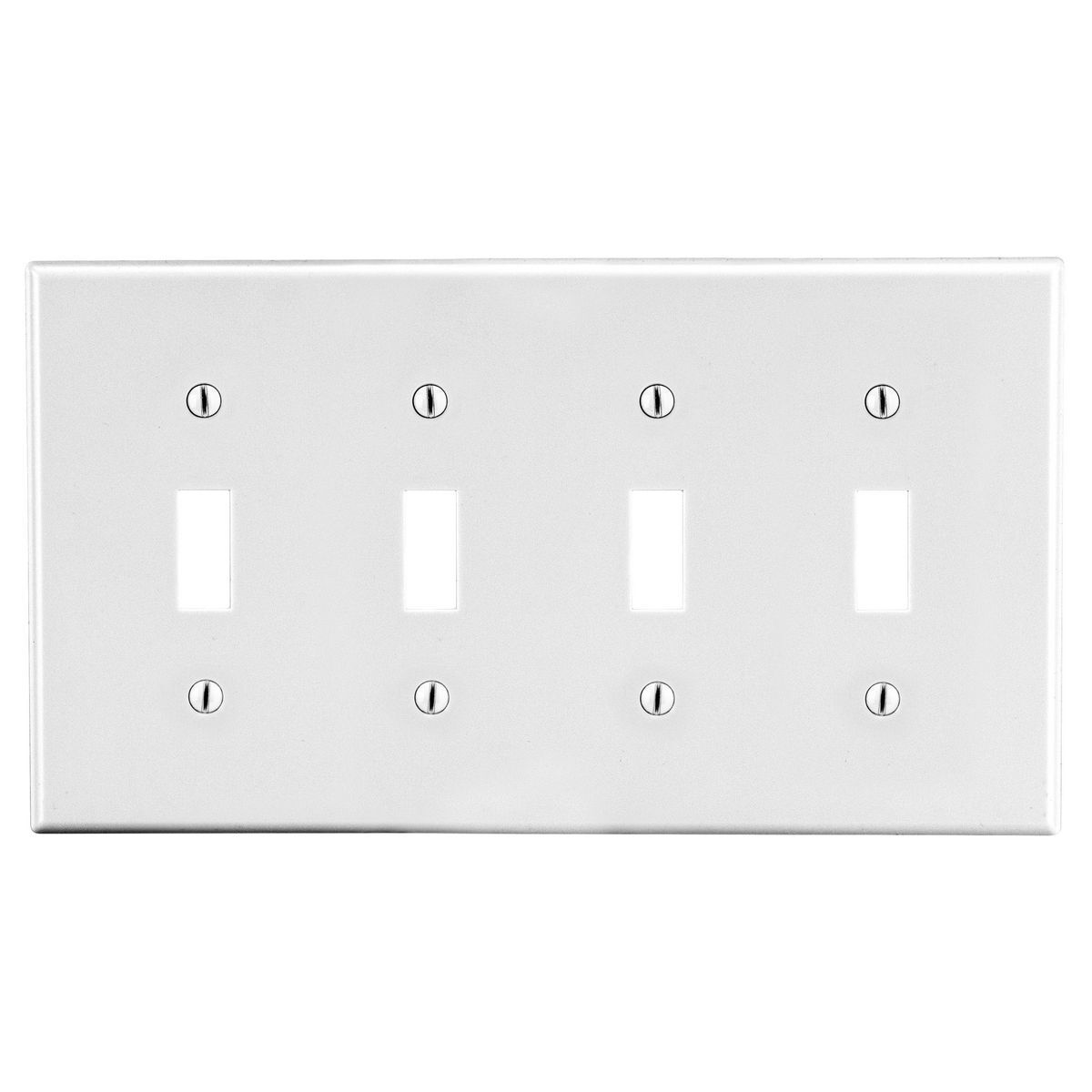 PJ4W Mid-Size Non-Metallic Wall Plate, 4 Gangs, 8.56 in W x 4.88 in H, Polycarbonate Thermoplastic, White