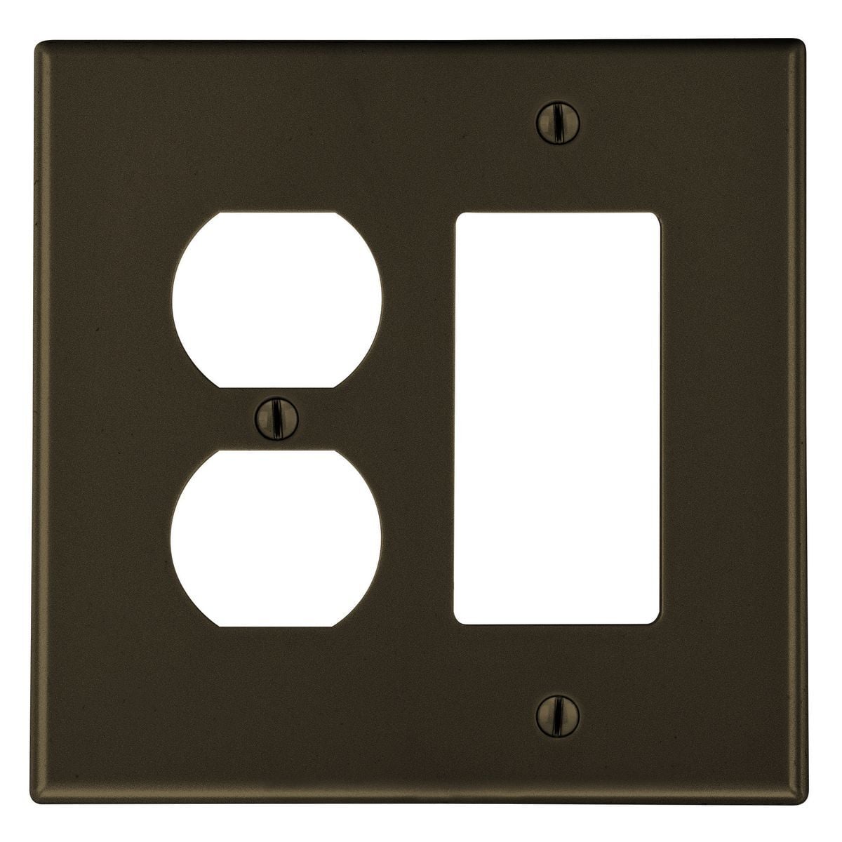 PJ826 Mid-Size Non-Metallic Wall Plate, 2 Gangs, 5 in W x 4.94 in H, Polycarbonate Thermoplastic, Brown