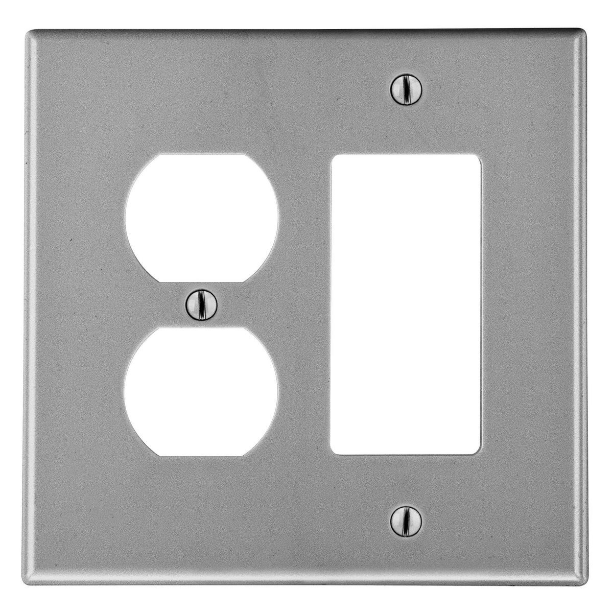 PJ826GY Mid-Size Non-Metallic Wall Plate, 2 Gangs, 5 in W x 4.94 in H, Polycarbonate Thermoplastic, Gray