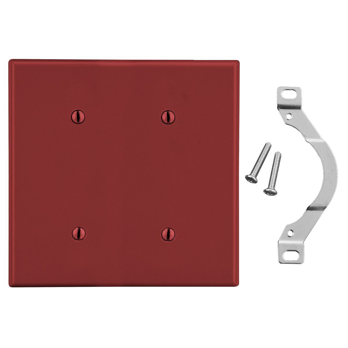 P24R Non-Metallic Standard Blank Wall Plate, 2 Gangs, 4.69 in W x 4.63 in H, Polycarbonate Thermoplastic, Red
