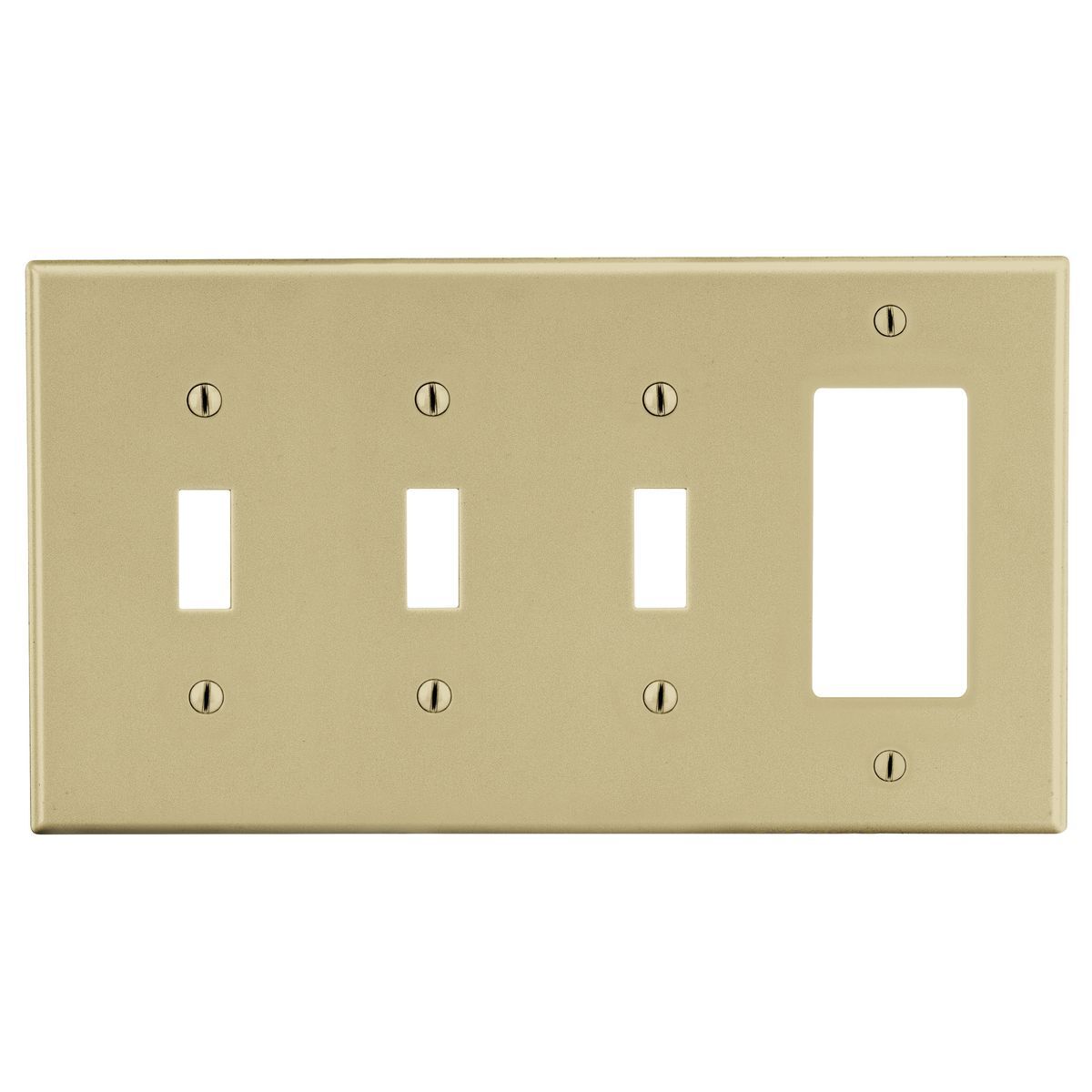 P326I Standard Wall Plate, 4 Gangs, 8.31 in W x 4.63 in H, Polycarbonate Thermoplastic, Ivory