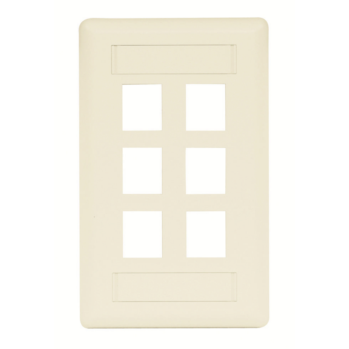 IFP16LA Keystone Standard Vertical/Horizontal Faceplate With Label Field, 1 Gangs, 6 Ports, Fastened Mount, ABS