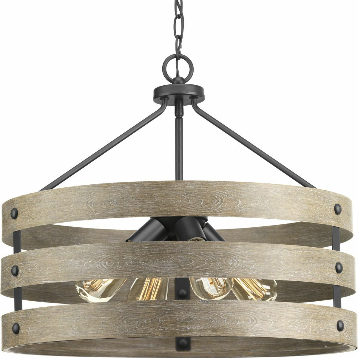 P500023-143 Gulliver Casual/Traditional Pendant Fixture, (4) A19 Lamp, 75 W Fixture, 120 V AC, Graphite Painted Housing