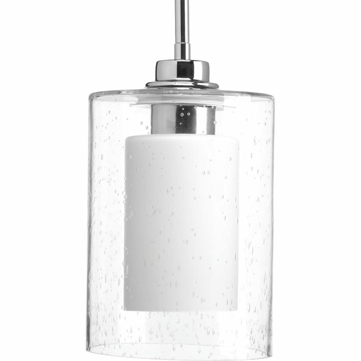 P500018-015 Double Glass Contemporary/Modern/Farmhouse/Transitional Mini Pendant, (1) A19 Lamp, 100 W Fixture, 120 V AC, Polished Chrome Housing