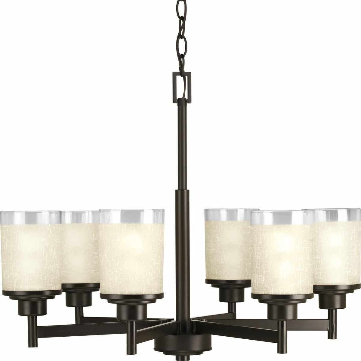 P4758-20 Alexa Farmhouse Transitional Mid-Century Modern Chandelier, (6) A19 Lamp, 120 V AC, Antique Bronze Painted Housing