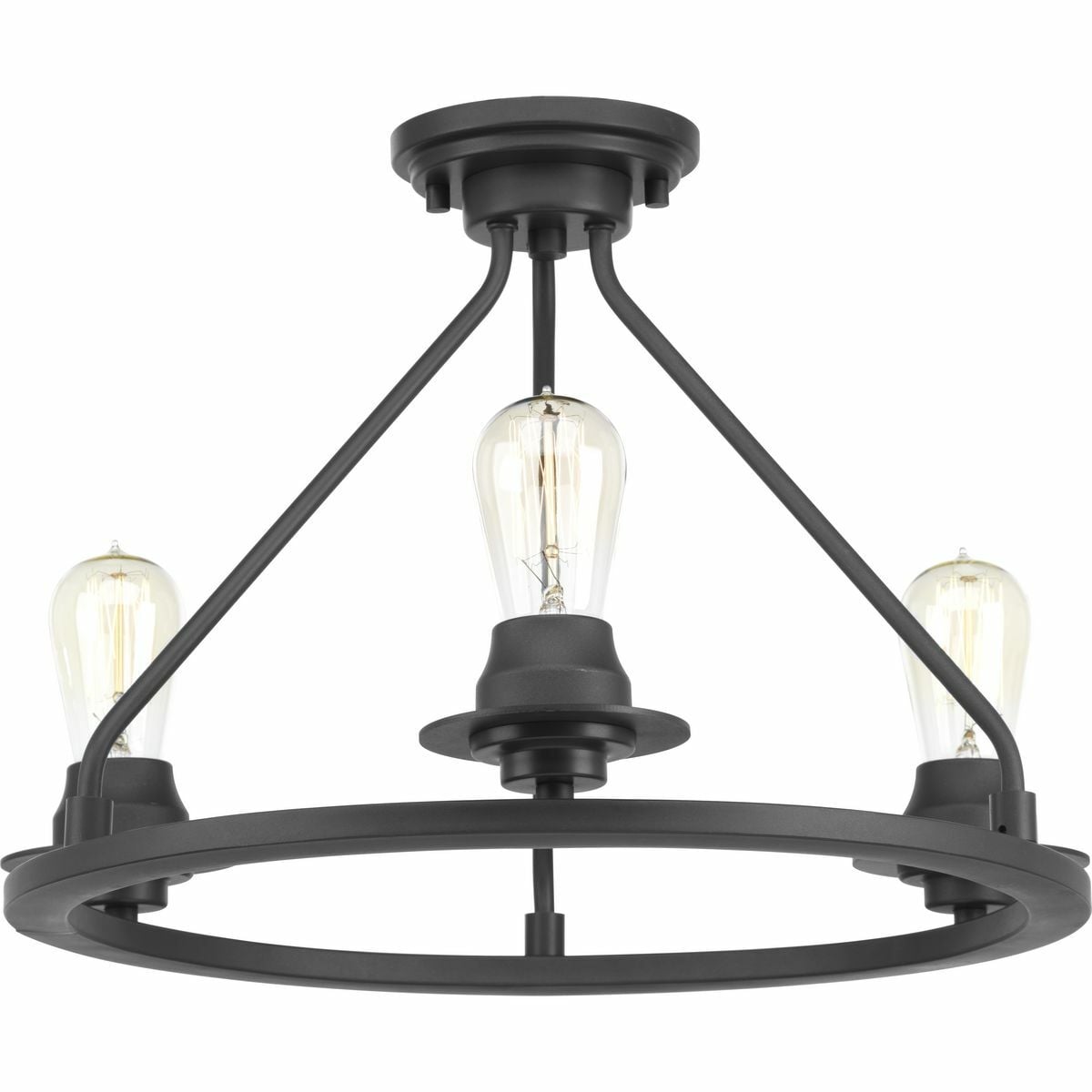 P350036-143 Debut Casual/Traditional Semi-Flush Mount Lighting, (3) A19 Lamp, 120 V AC, Graphite Painted Housing